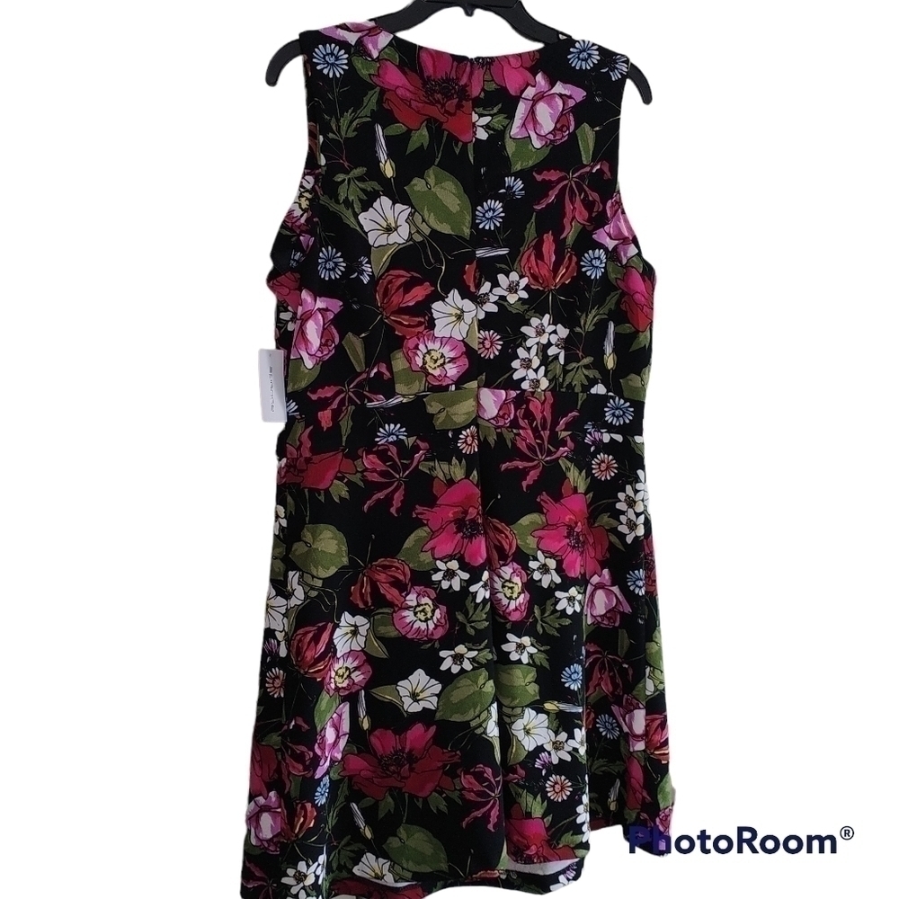 Spense Black Floral Zip Back Fit & Flare Dress XL